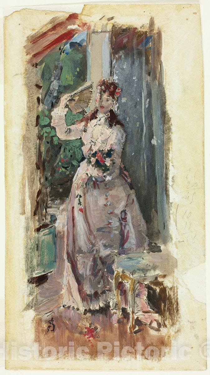 Art Print : The Corner of the Balcony, Alfred Stevens, c 1877, Vintage Wall Decor :