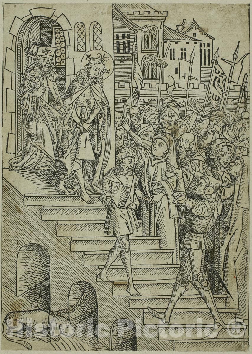 Art Print : Christ Presented to the People, page seventy-three from the Treasury (Schatzbehalter), Michel Wolgemut, 1491, Vintage Wall Decor :