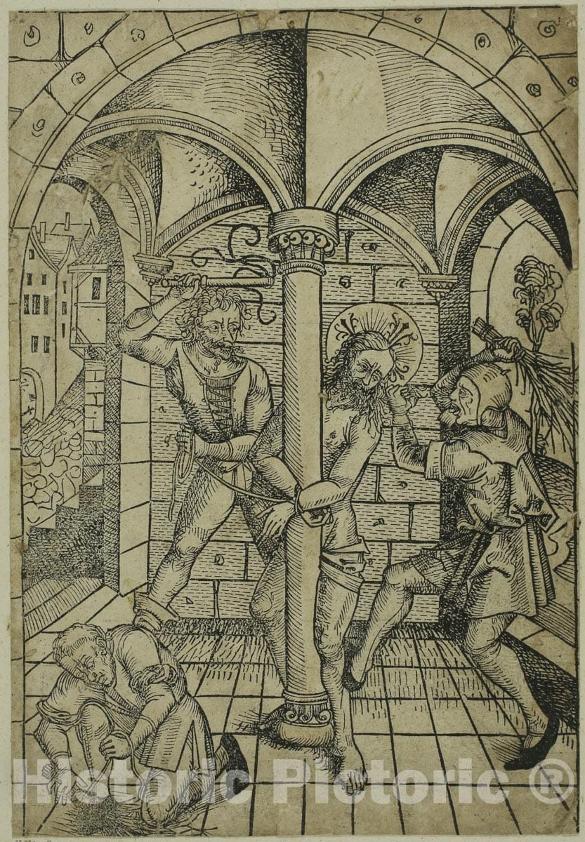 Art Print : The Scourging of Christ , Michel Wolgemut, 1491, Vintage Wall Decor :