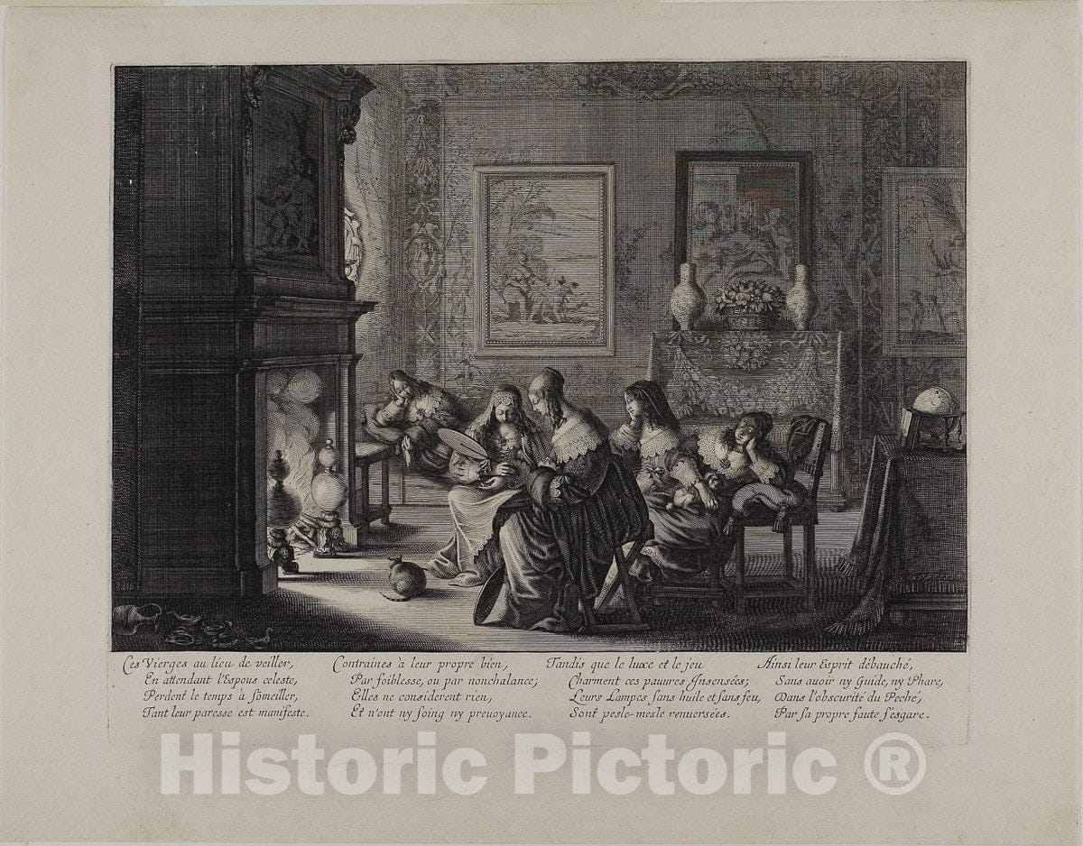 Art Print : The Wise and Foolish Virgins, plate five, Abraham Bosse, 1635, Vintage Wall Decor :