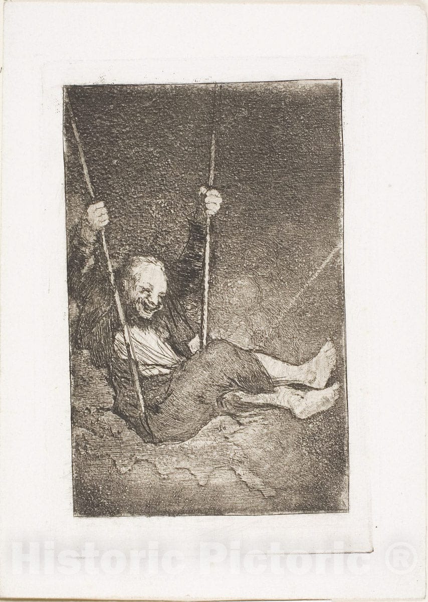 Art Print : Old man on a swing, Francisco Goya, c.1826, Vintage Wall Decor :