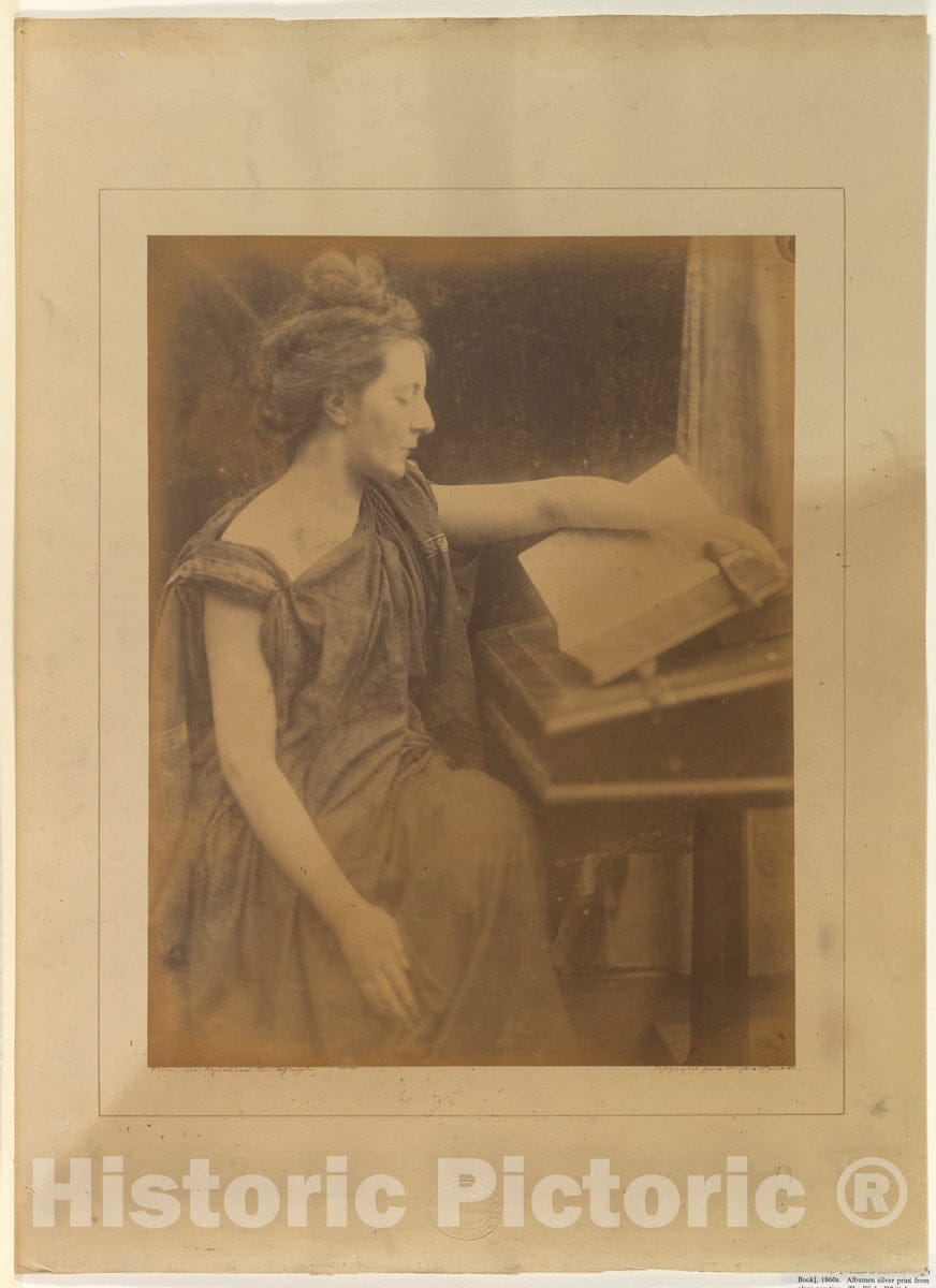 Photo Print : Julia Margaret Cameron - Woman in Robes Reading a Book : Vintage Wall Art
