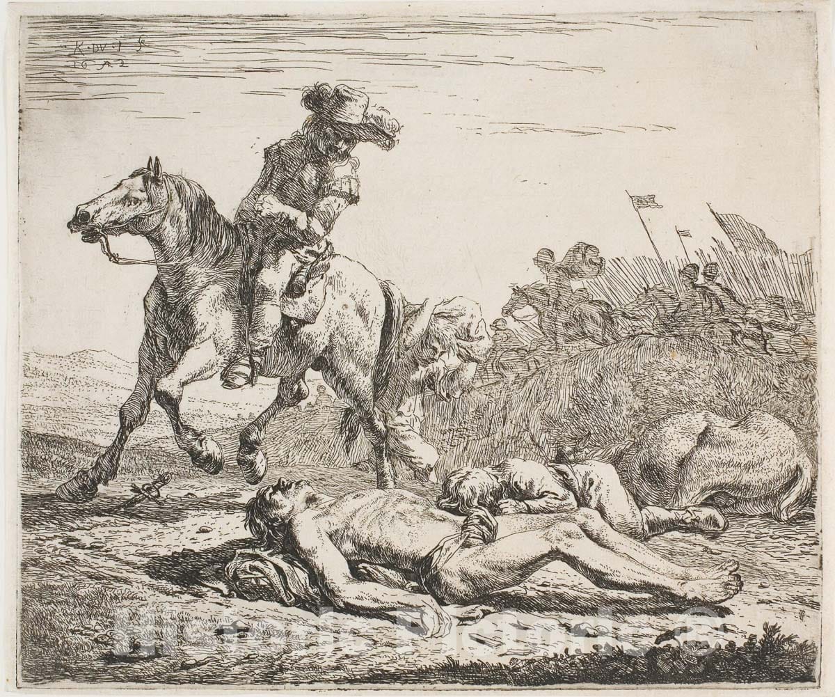 Art Print : The Battlefield, Karel Dujardin, 1652, Vintage Wall Decor :
