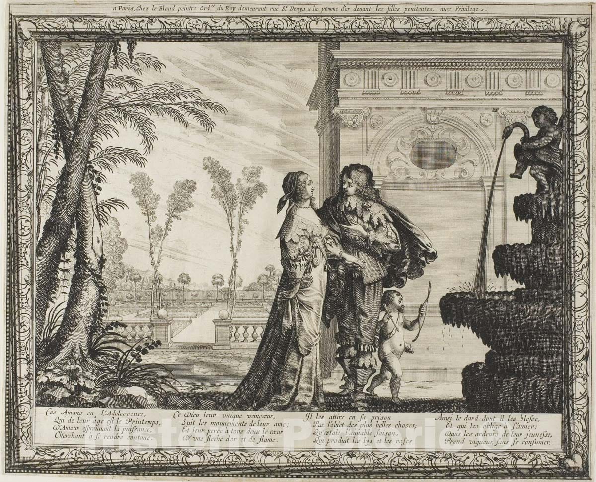 Art Print : Youth, from The Four Ages of Man, Abraham Bosse, c.1649, Vintage Wall Decor :