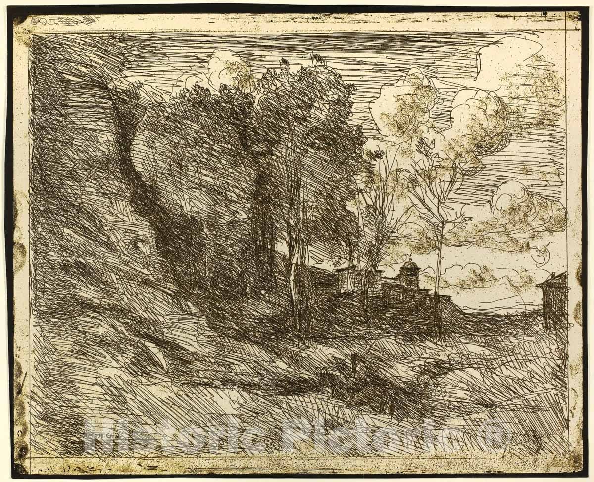 Art Print : Souvenir of Ostia, Jean Baptiste Camille Corot, c 1855, Vintage Wall Decor :