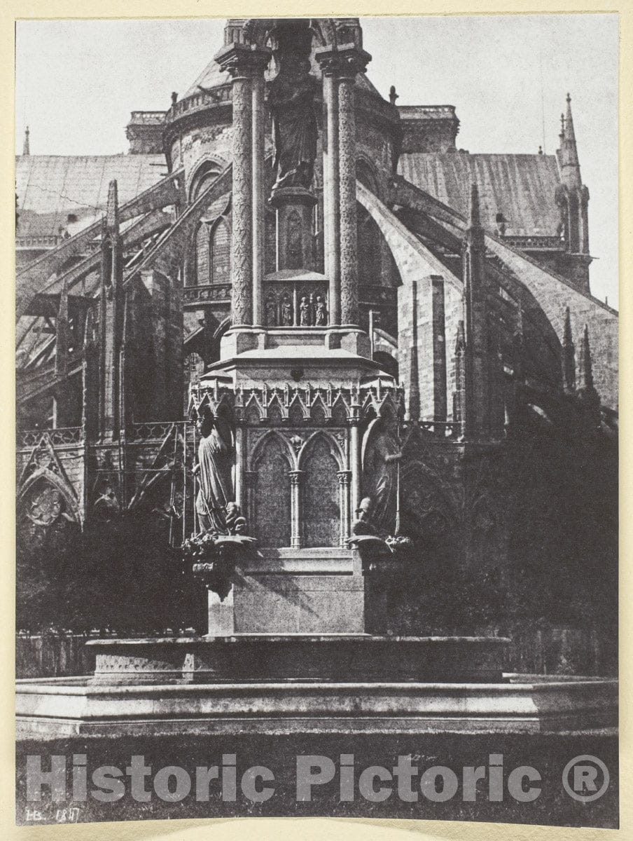 Art Photo : La Fontaine du square de lArchevÃªche; DerriÃ¨re Notre-Dame, Hippolyte Bayard, 1847, Vintage Wall Decor :