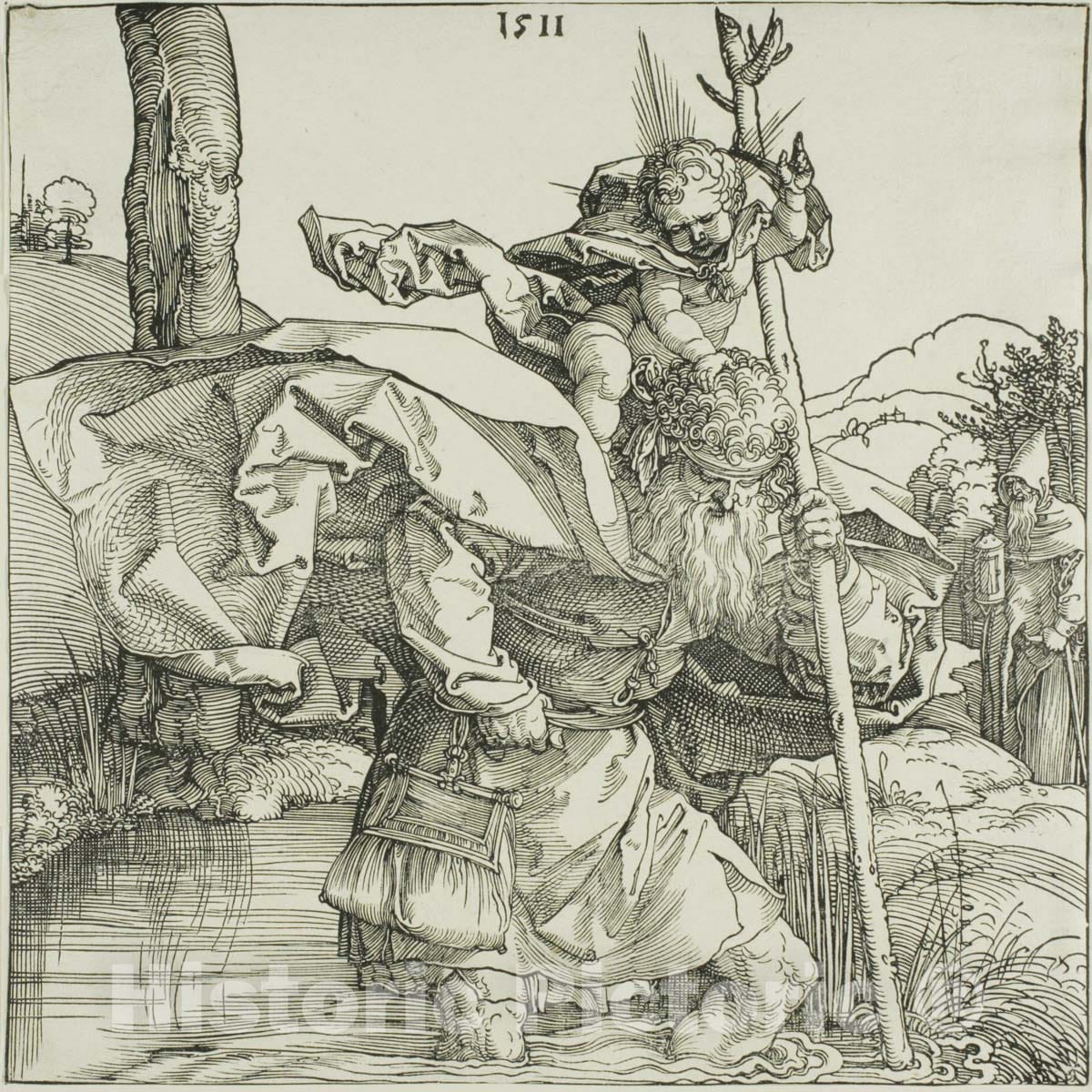 Art Print : Saint Christopher, Albrecht DÃ¼rer, 1511, Vintage Wall Decor :