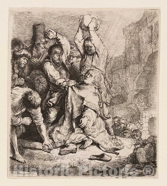 Art Print : The Stoning of St. Stephen, Rembrandt Harmenszoon Van Rijn, 1635, Vintage Wall Decor :