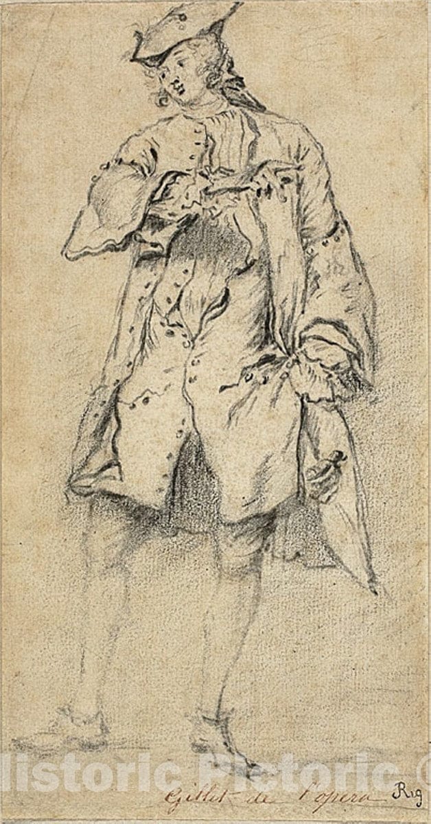 Art Print : Young Man Standing, Nicolas Lancret, c.1727, Vintage Wall Decor :