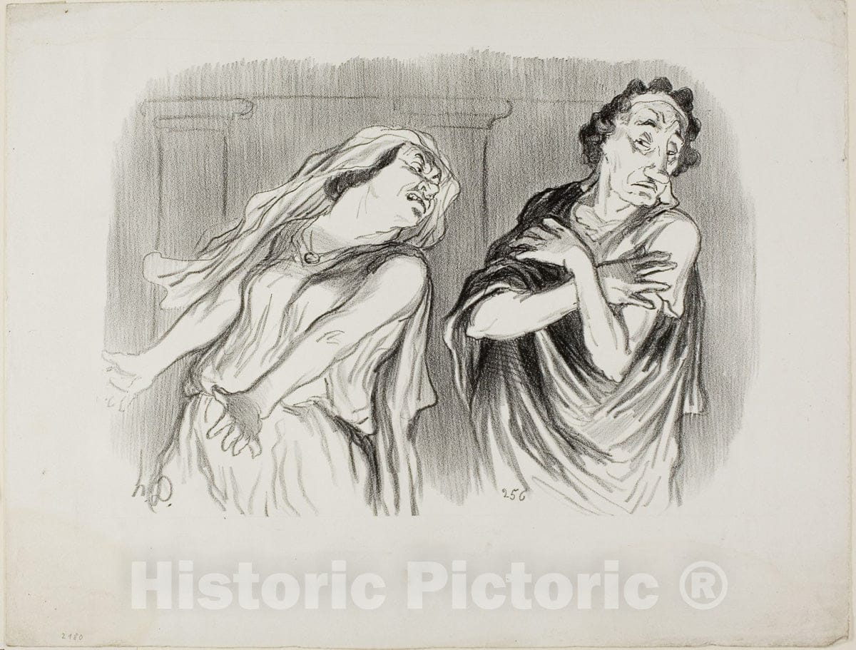 Art Print : Andromache. Â“- Our family s destiny was pitiless death, plate six from Physionomies Tragiques, Honore Victorin Daumier, c 1815, Vintage Wall Decor :