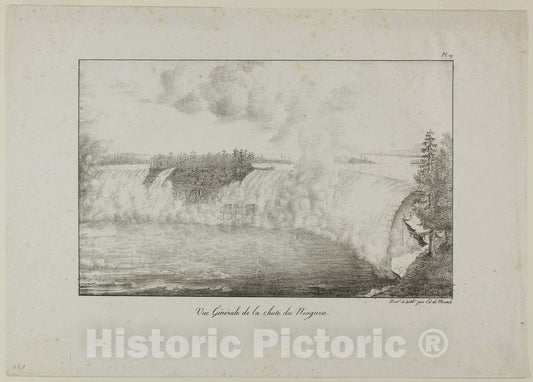 Art Print : View of Niagara Falls, edouard de Montule, c.1947, Vintage Wall Decor :