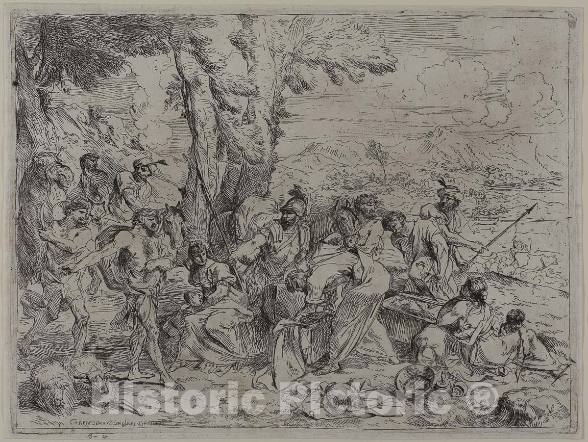 Art Print : Laban Searching for Family Idols among the Possessions of Joseph, Giovanni Benedetto Castiglione, c 1741, Vintage Wall Decor :