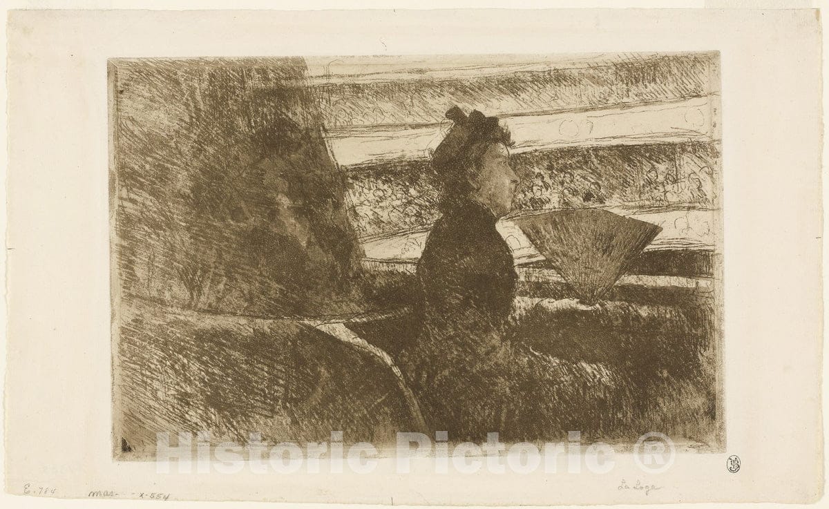 Art Print : Lady in Black, in a Loge, Facing Right, Mary Cassatt, c 1983, Vintage Wall Decor :