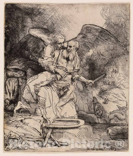 Art Print : Abrahams Sacrifice, Rembrandt Harmenszoon Van Rijn, c 1952, Vintage Wall Decor :