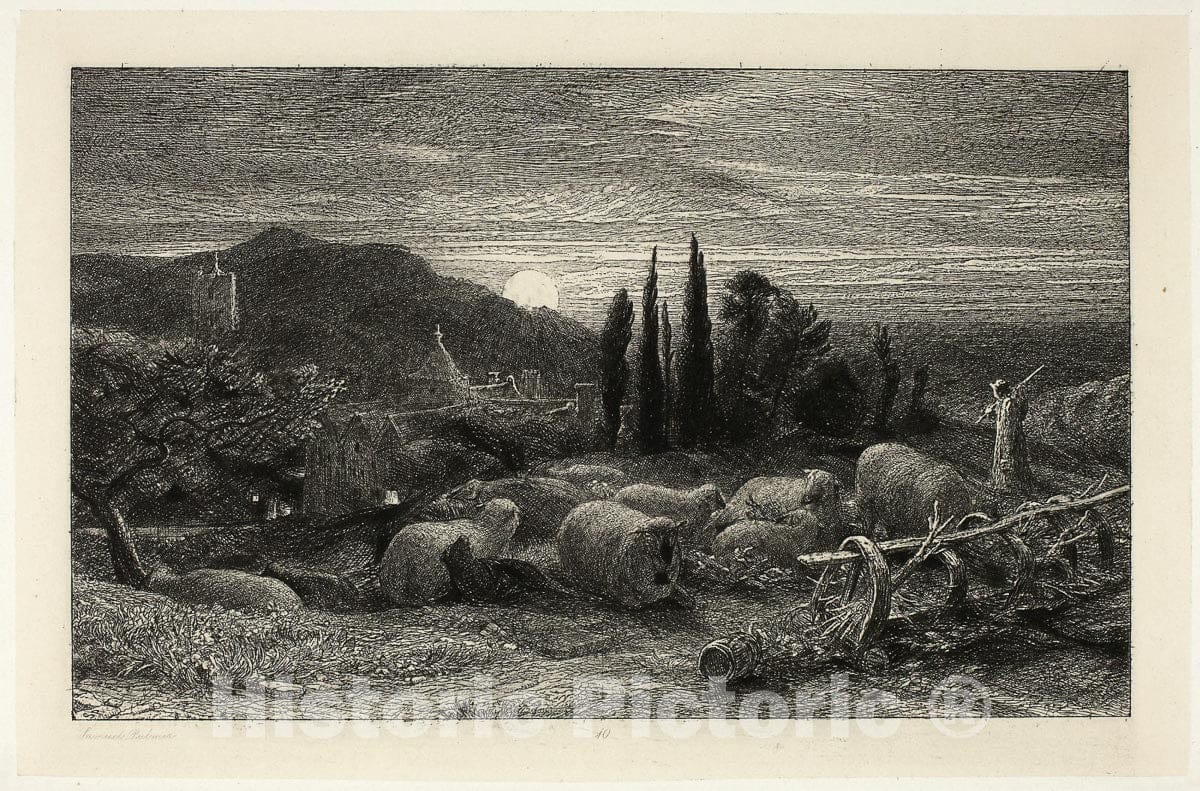 Art Print : The Rising Moon, Samuel Palmer, c 1921, Vintage Wall Decor :