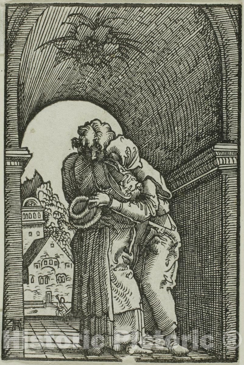 Art Print : The Meeting of Joachim and Anne, from The Fall and Redemption of Man, Albrecht Altdorfer, c.1514, Vintage Wall Decor :