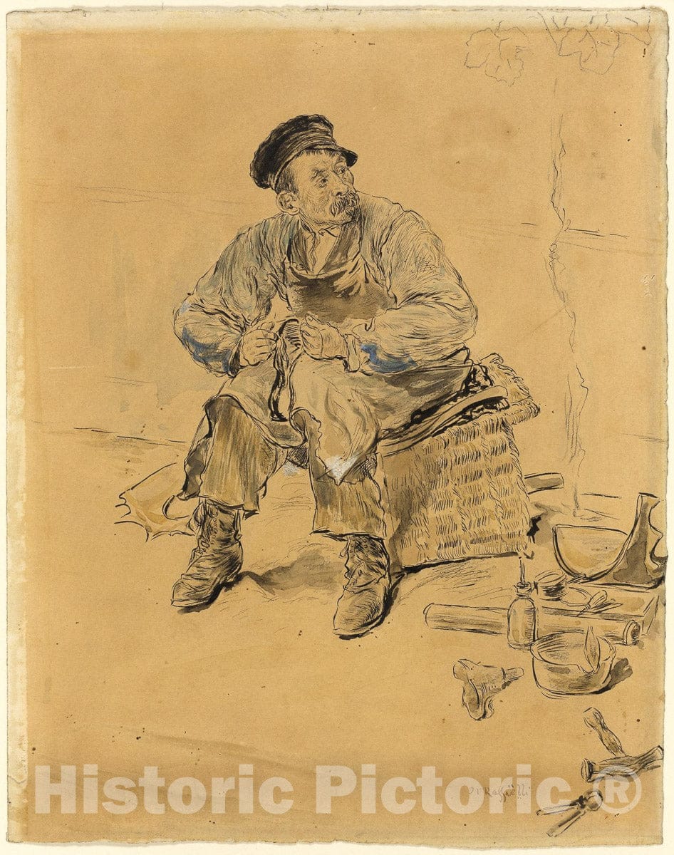 Art Print : A Cobbler, Jean FranÃ§ois RaffaÃ«lli, c 1600, Vintage Wall Decor :
