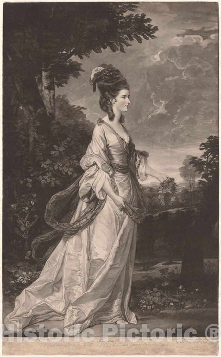 Art Print : Jane, Countess of Harrington, Valentine Green, c 1909, Vintage Wall Decor :