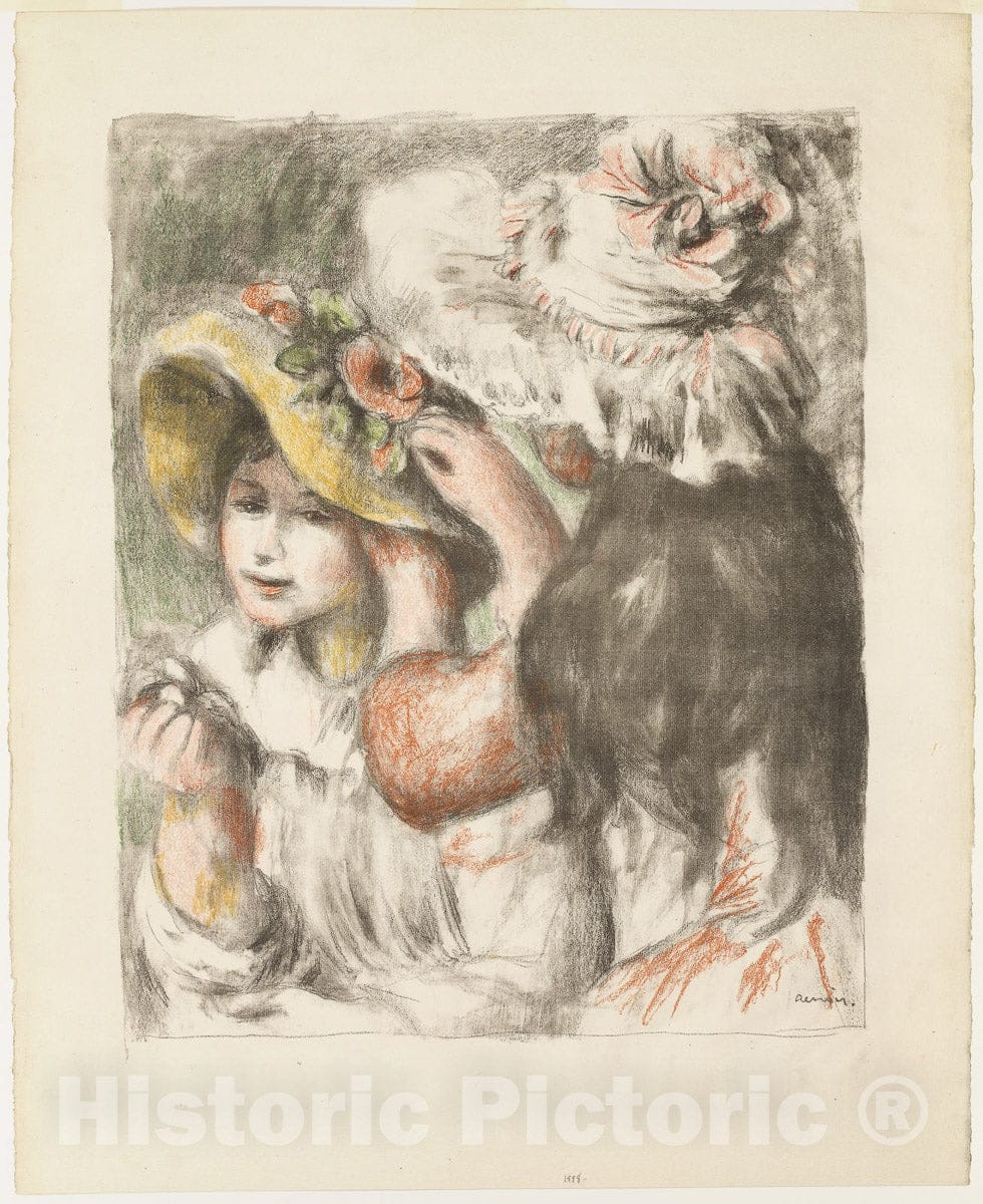 Art Print : Pinning the Hat, Pierre-Auguste Renoir, c.1978, Vintage Wall Decor :