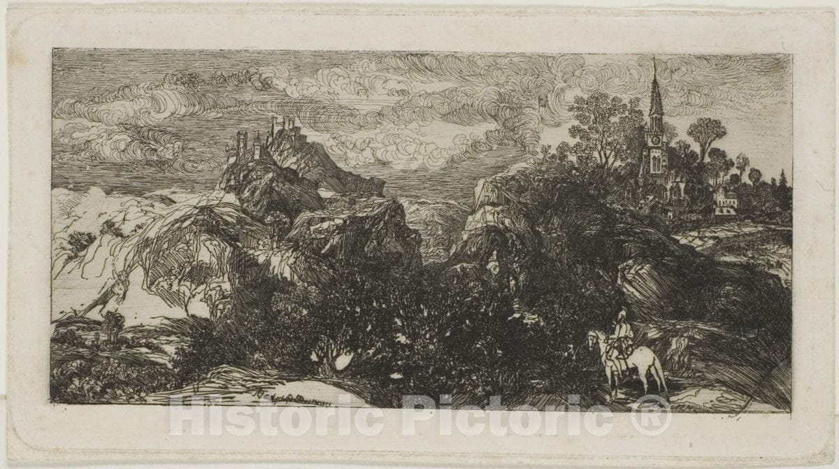 Art Print : The Knights Return, Rodolphe Bresdin, c 1851, Vintage Wall Decor :