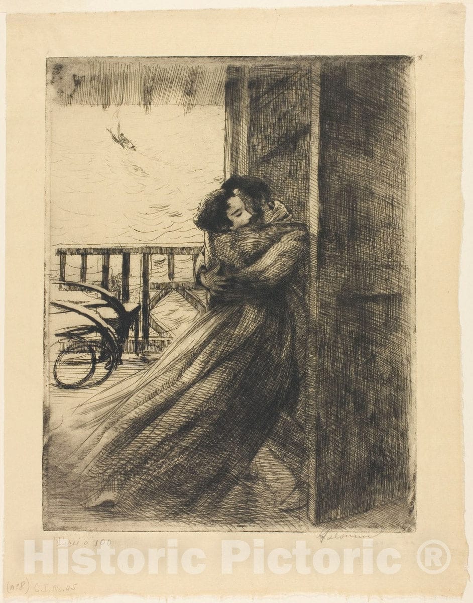 Art Print : Love, plate two from Woman, Albert Besnard, c 1880, Vintage Wall Decor :
