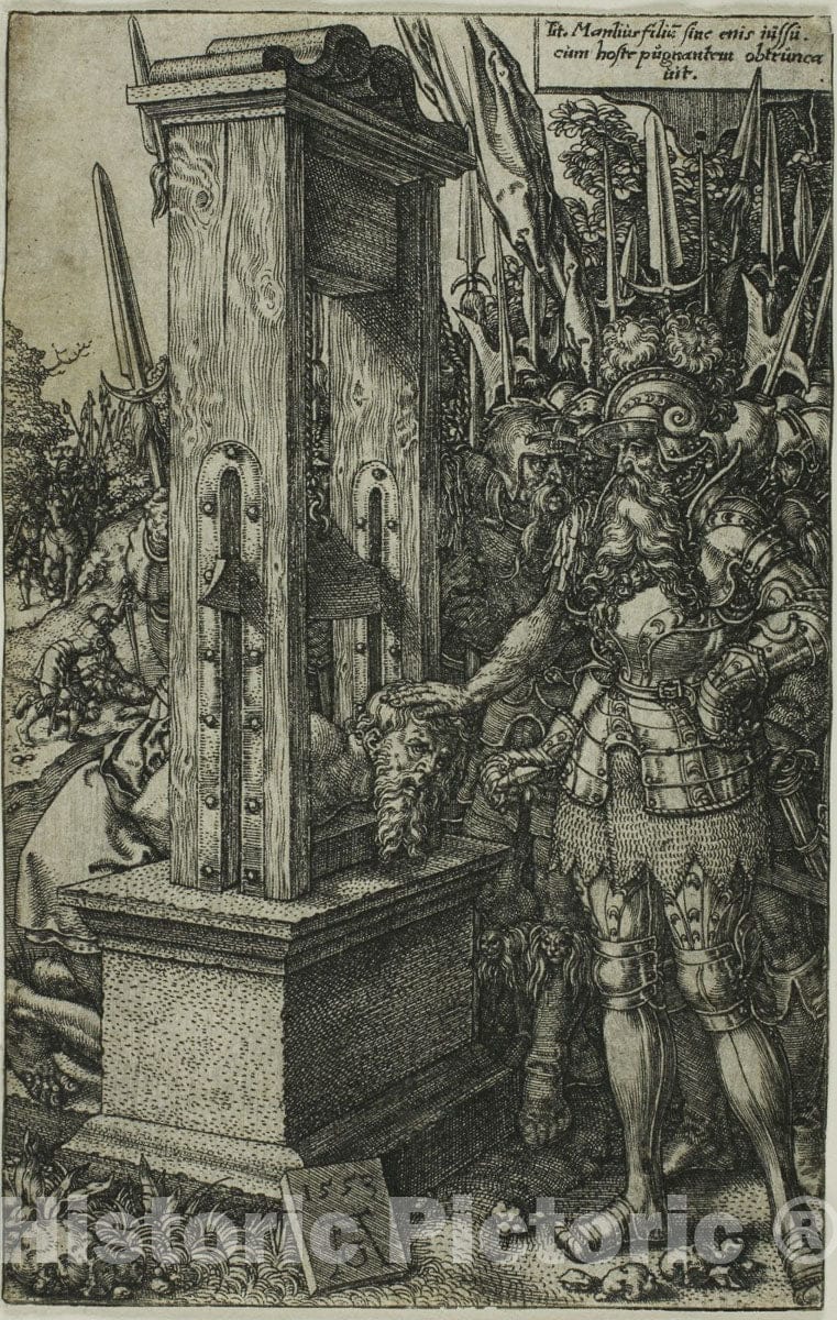 Art Print : Titus Manlius Beheading his Son, Heinrich Aldegrever, c.1542, Vintage Wall Decor :