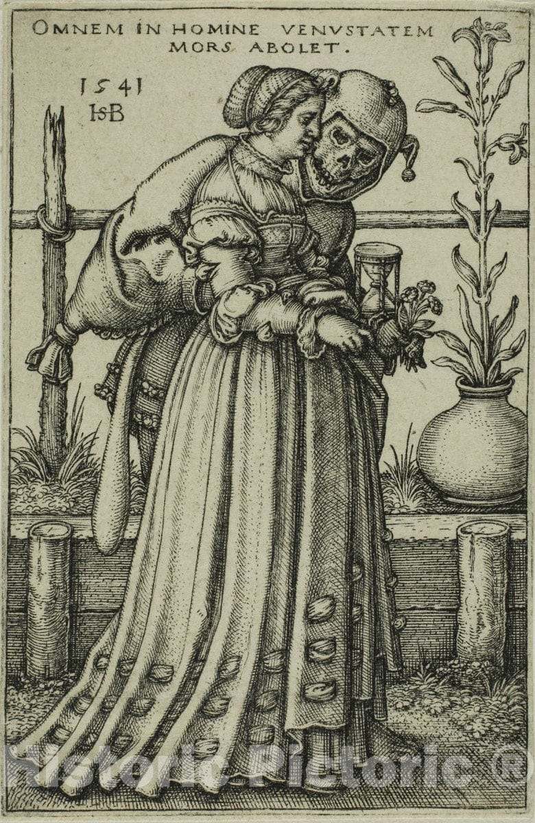 Art Print : The Lady and Death, Hans Sebald Beham, c.1541, Vintage Wall Decor :