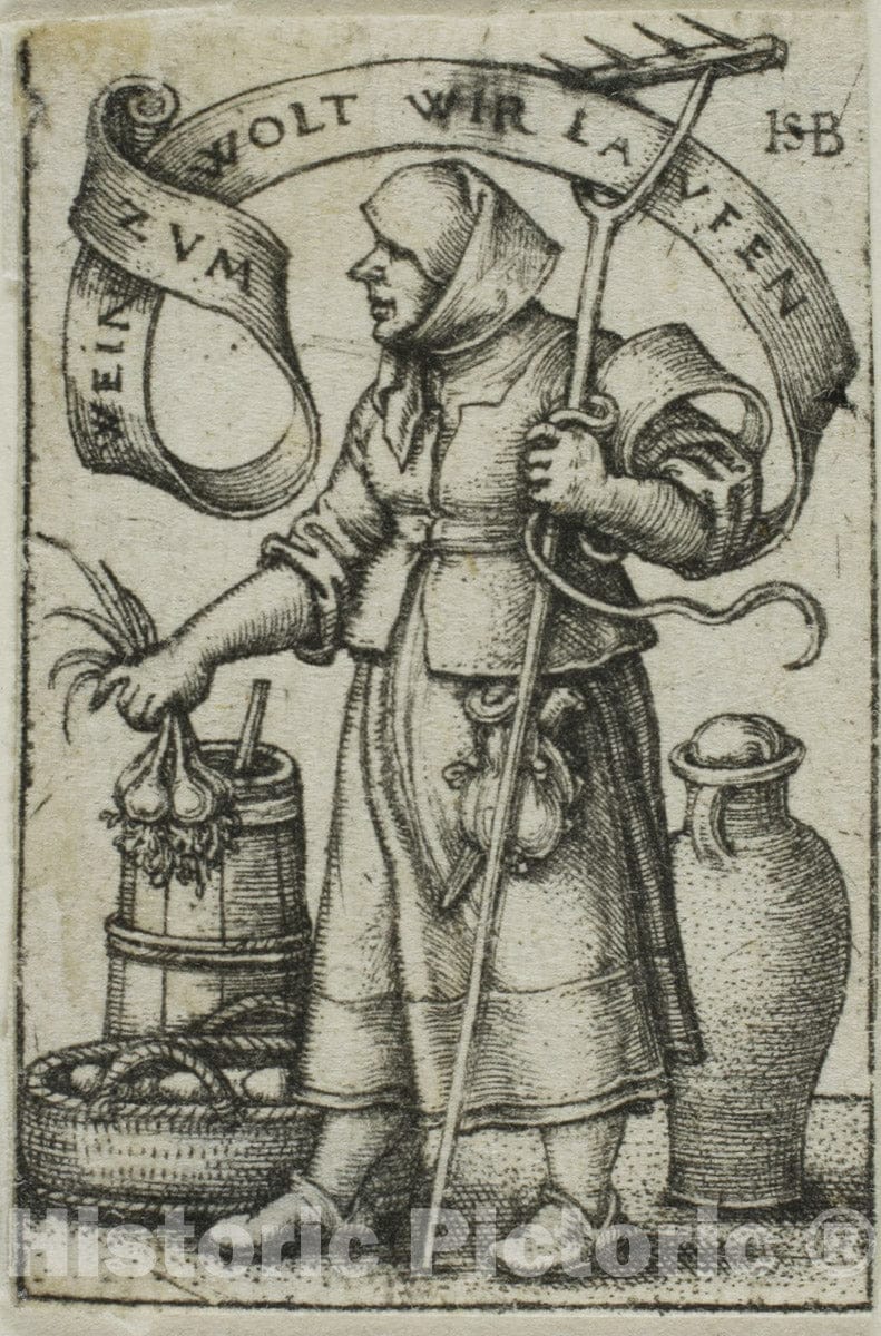 Art Print : The Market-Woman, Hans Sebald Beham, c.1524, Vintage Wall Decor :