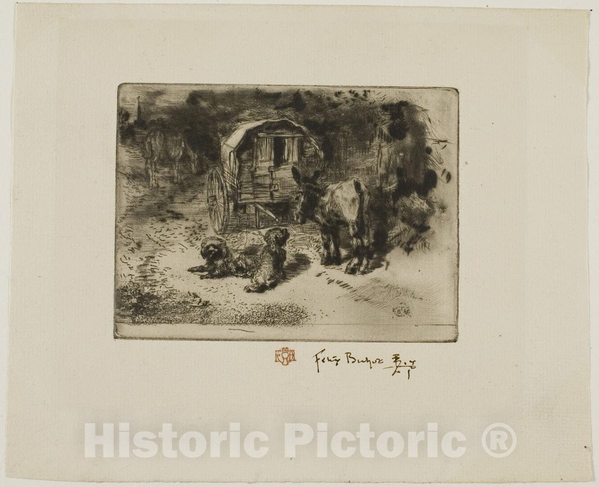 Art Print : The Guardians of the House, or the Acrobats Companions, Felix Hilaire Buhot, c 1961, Vintage Wall Decor :