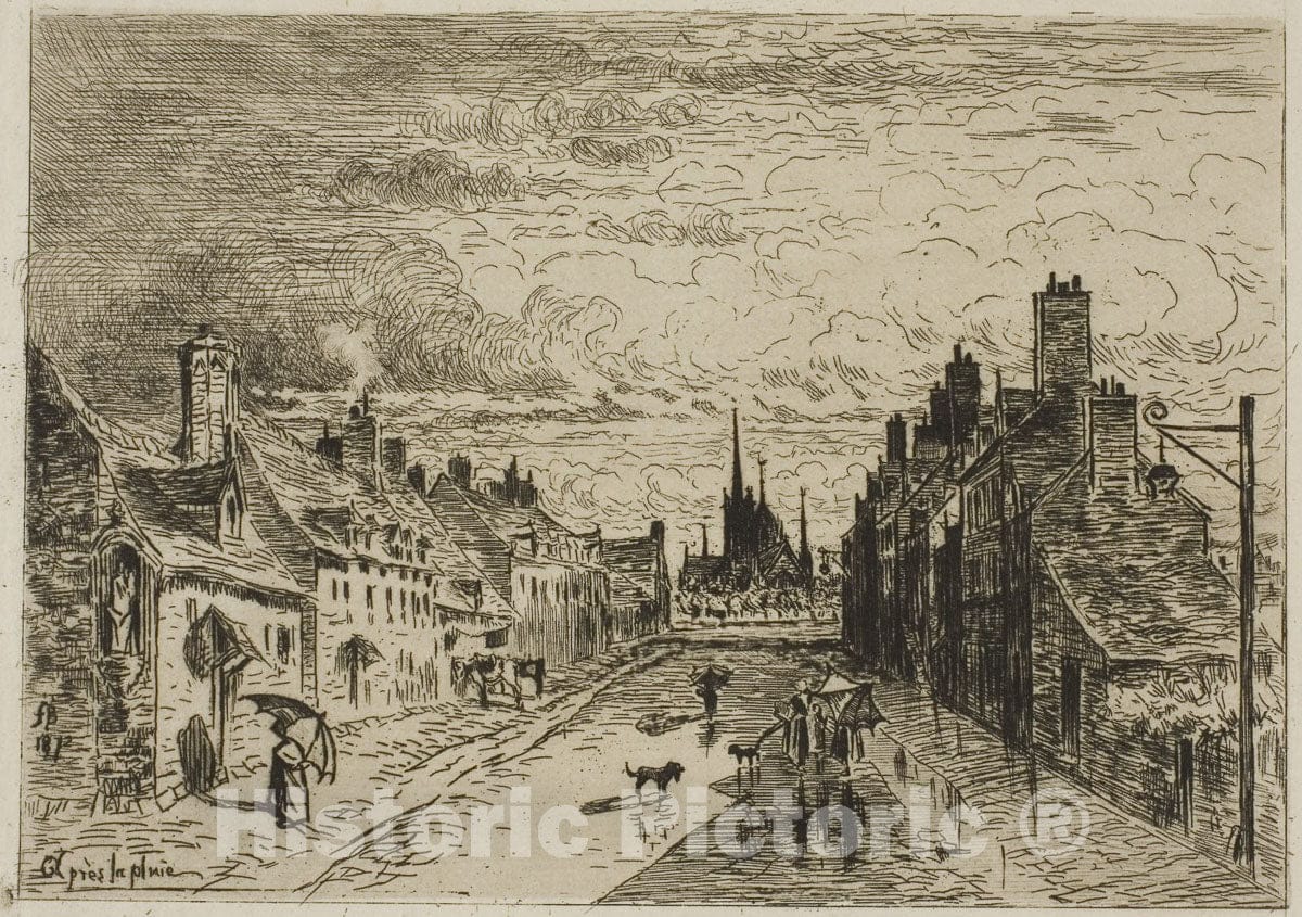 Art Print : My Little Town, Felix Hilaire Buhot, c 1853, Vintage Wall Decor :