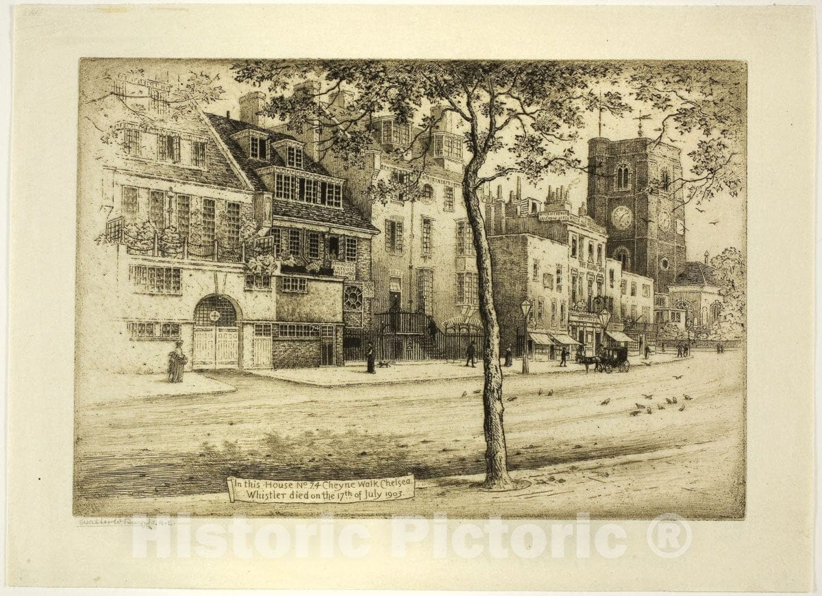 Art Print : Cheyne Walk, Walter William Burgess, c.1770, Vintage Wall Decor :