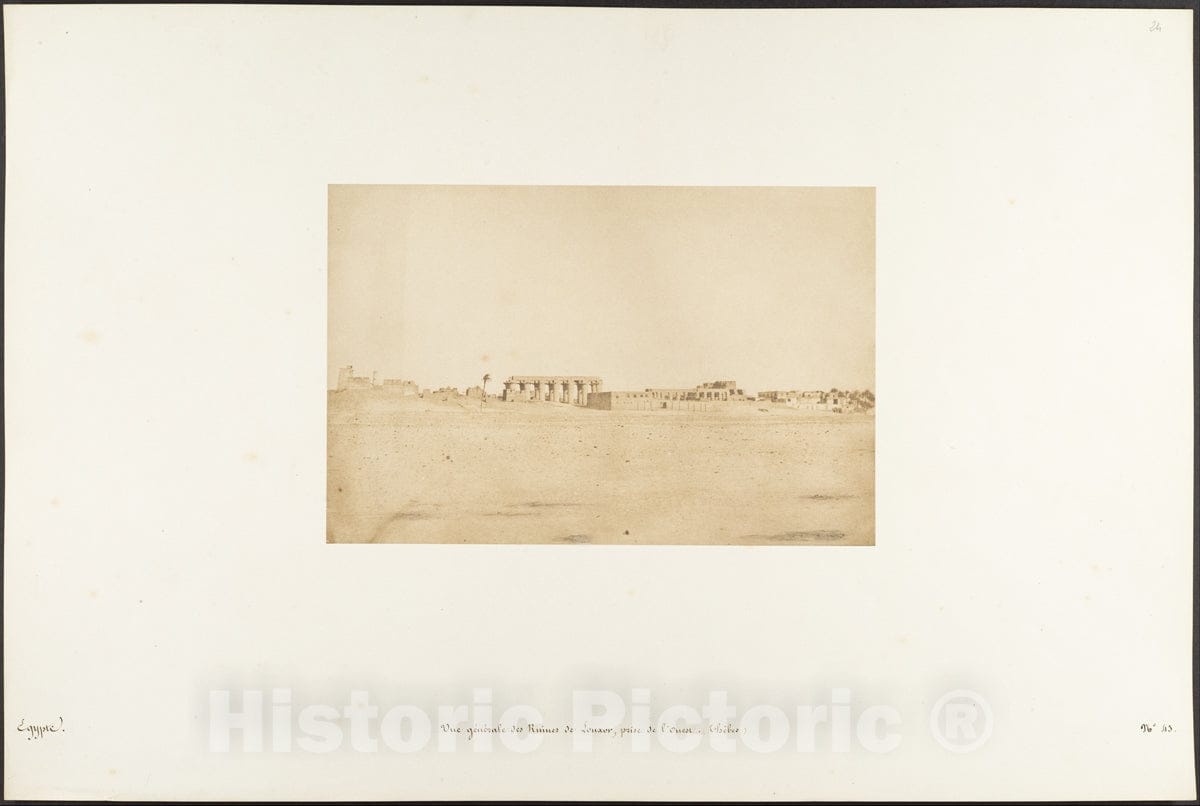 Photo Print : Maxime Du Camp - Vue générale des Ruines de Louxor, Prise de l'Ouest (Thèbes) : Vintage Wall Art