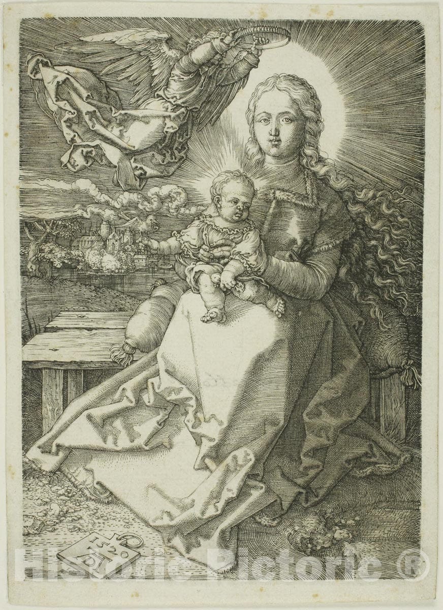 Art Print : Madonna Crowned by One Angel, Albrecht DÃ¼rer, c.1514, Vintage Wall Decor :