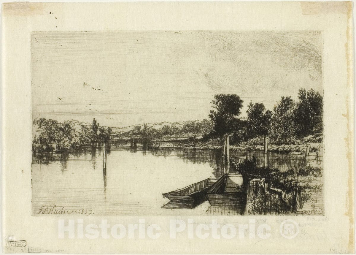 Art Print : Egham, Francis Seymour Haden, c 1860, Vintage Wall Decor :