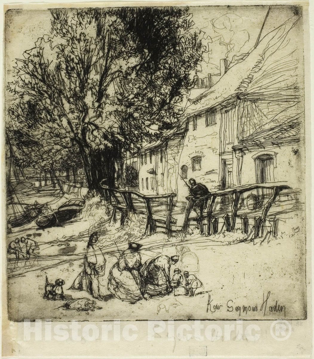 Art Print : Kew Side, A Fragment, Francis Seymour Haden, c 1865, Vintage Wall Decor :