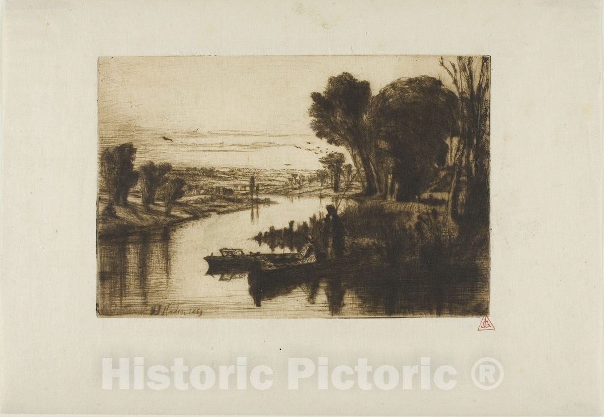 Art Print : Thames Fishermen, No. I, Francis Seymour Haden, c 1916, Vintage Wall Decor :