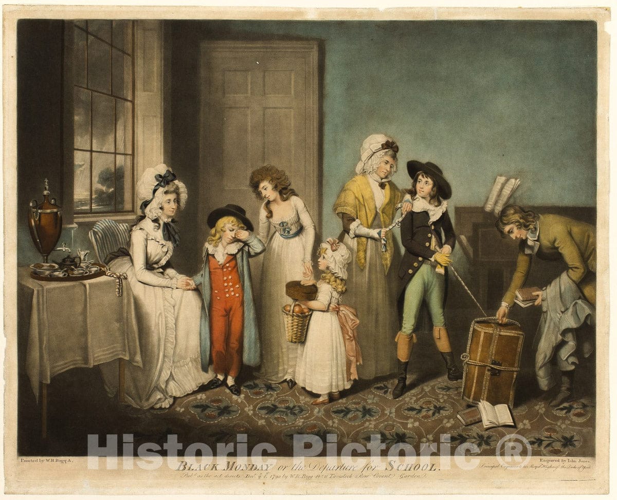 Art Print : Black Monday, or the Departure for School, John Jones, c 1970, Vintage Wall Decor :