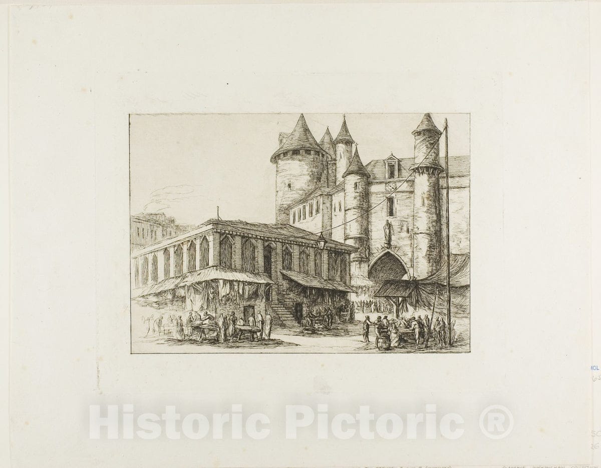 Art Print : The Grand ChÃ¢telet, Paris, c. 1780, after an earlier drawing, Charles Meryon, c.1905, Vintage Wall Decor :