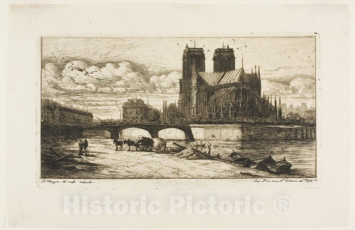 Art Print : The Apse of Notre-Dame, Paris, Charles Meryon, c.1639, Vintage Wall Decor :