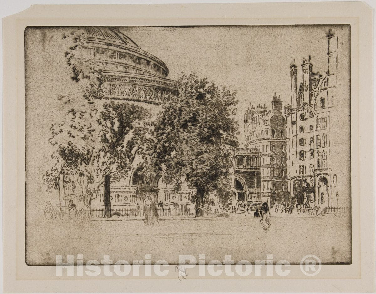 Art Print : Albert Hall, London, Joseph Pennell, c.1895, Vintage Wall Decor :