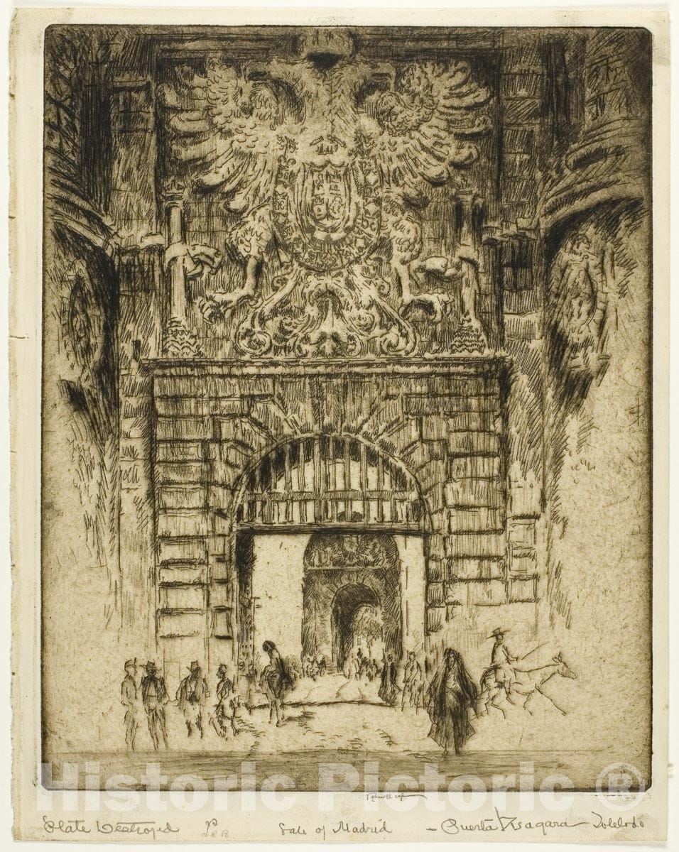 Art Print : Porch of San Maclou, Rouen, Joseph Pennell, c.1654, Vintage Wall Decor :