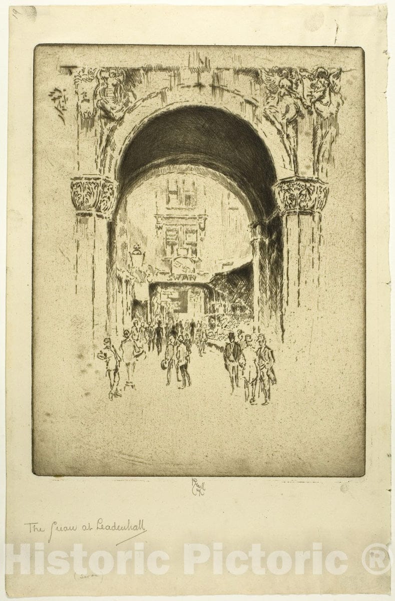 Art Print : Swan at Leadenhall, Joseph Pennell, c 1965, Vintage Wall Decor :