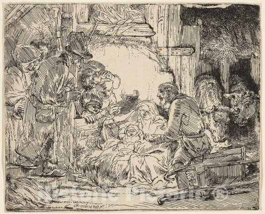 Art Print : The Adoration of the Shepherds: With the Lamp, Rembrandt Harmenszoon Van Rijn, c.1634, Vintage Wall Decor :