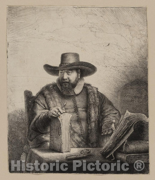 Art Print : Cornelis Claesz. Anslo, Preacher, Rembrandt Harmenszoon Van Rijn, c 1899, Vintage Wall Decor :
