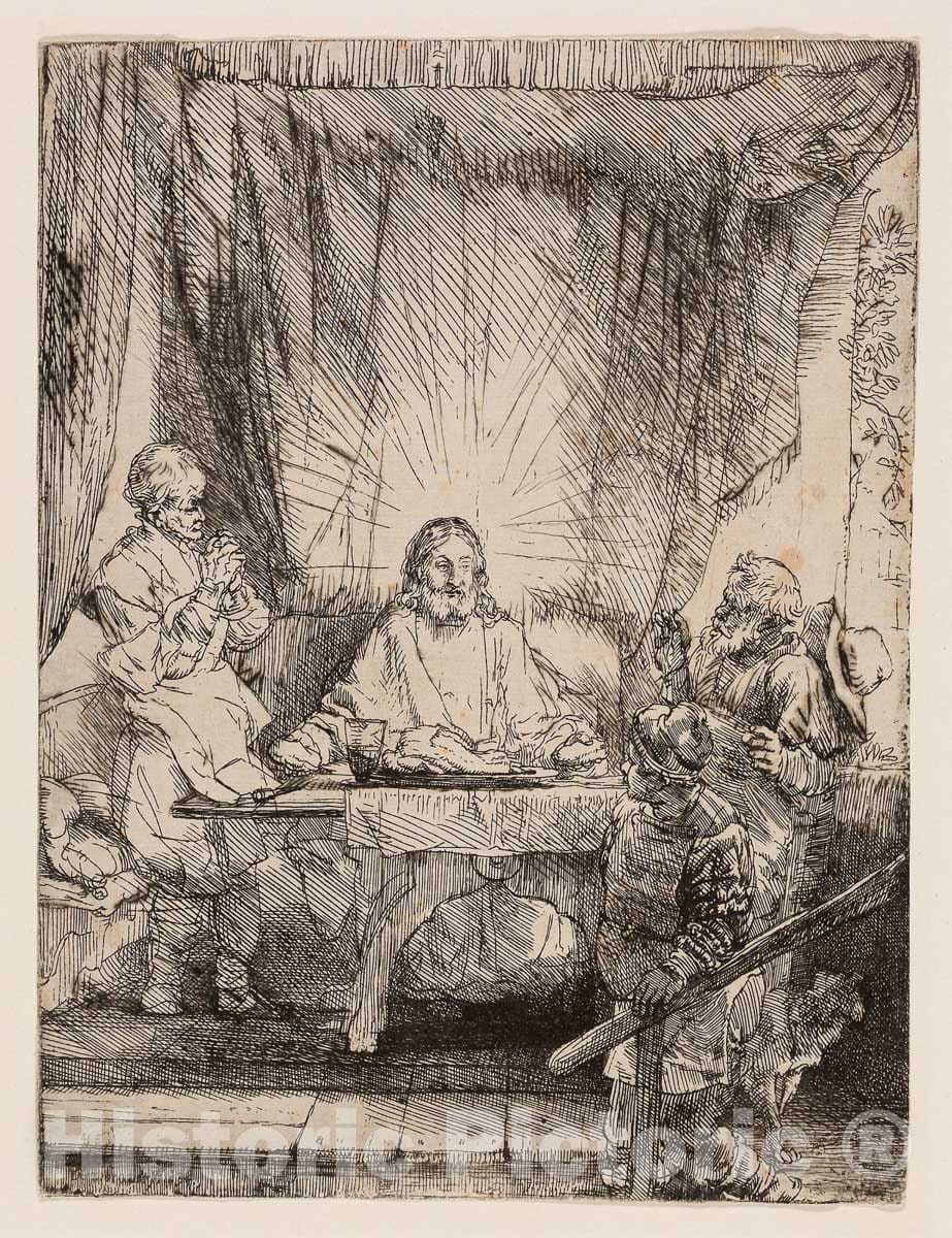 Art Print : Christ at Emmaus: The Larger Plate, Rembrandt Harmenszoon Van Rijn, c 1815, Vintage Wall Decor :