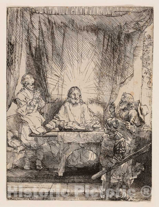 Art Print : Christ at Emmaus: The Larger Plate, Rembrandt Harmenszoon Van Rijn, c 1815, Vintage Wall Decor :