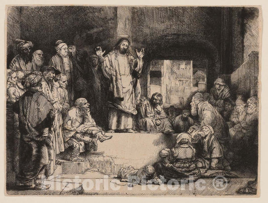 Art Print : Christ Preaching, Rembrandt Harmenszoon Van Rijn, c 1815, Vintage Wall Decor :