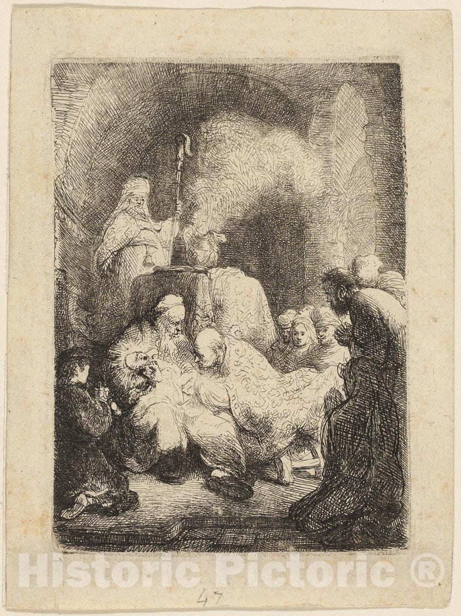 Art Print : The Circumcision: Small Plate, Rembrandt Harmenszoon Van Rijn, c 1852, Vintage Wall Decor :