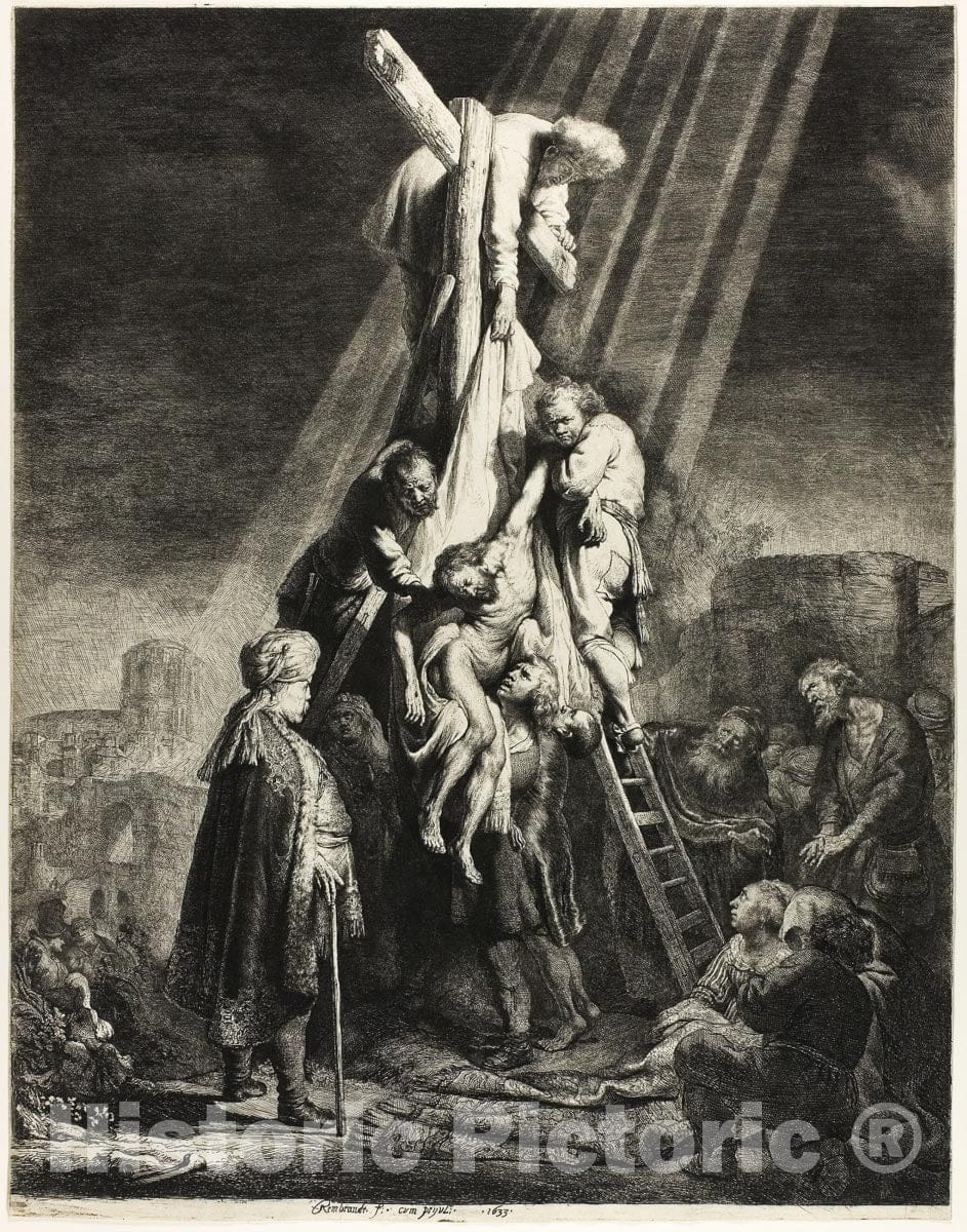 Art Print : The Descent from the Cross: Second Plate, Rembrandt Harmenszoon Van Rijn, c.1814, Vintage Wall Decor :