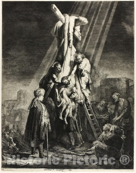 Art Print : The Descent from the Cross: Second Plate, Rembrandt Harmenszoon Van Rijn, c.1814, Vintage Wall Decor :